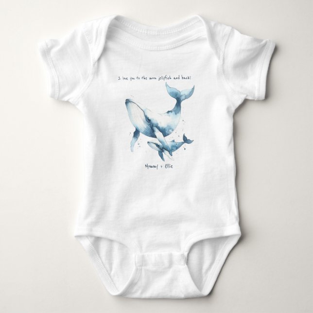 Vattfärgsval Vale Mor Baby Calf Blue Personalize T Shirt (Framsida)