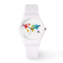 Vattfärgsvärldskarta Travel Watch Armbandsur