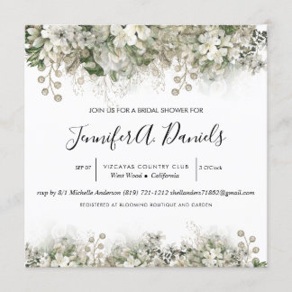 Vattfärgsvit Bloom Inbjudningskort för möhippan