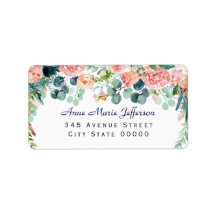 Vattfärgsvit  Peonies Ram Bröllop