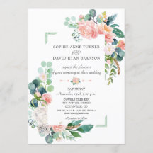 Vattfärgsvit  Peonies Ram Bröllop