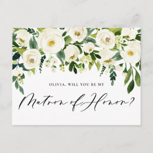 Vattfärgsvita blommor Matron med honor Frieri Inbjudan Vykort