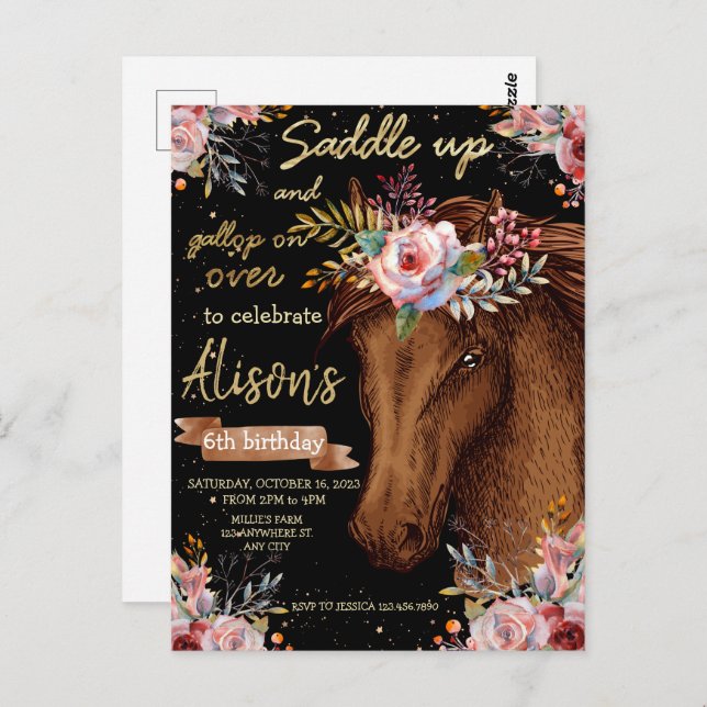 Vattfärshäst party vykort (Fram/baksida)