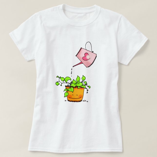 Vattnande Kärlek, Lycklig Krukväxt T Shirt (Design framsida)