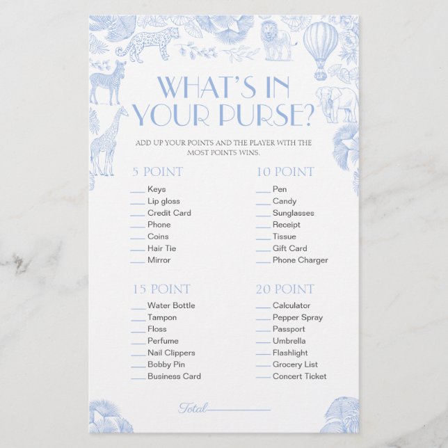 Vattnen i ditt Purse Boy Shower-spelkort (Framsida)