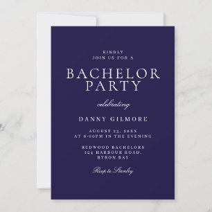 Vattnet Blue Classic Modern Bachelor Party Inbjudningar