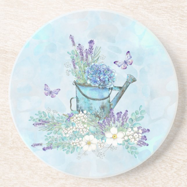 Vattnet kan med sommartid, blommor och fjäril underlägg (Framsidan)