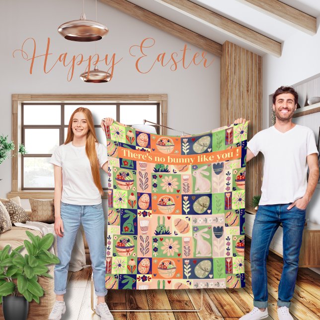 Vattnet mönster i Påsk med fast utseende Fleecefilt (Quilted-look Easter watercolor pattern Fleece Blanket)