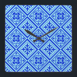 Vattnet och Royalet Blue Art Deco Modern väggklock Fyrkantig Klocka<br><div class="desc">Har ett akvarium och royal blått modernt mönster. Om du vill ha mer akvarium och royal,  kan du gå till resten av den här butiken.</div>
