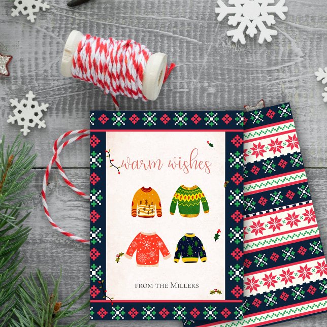 Vattnet Önskemål Helgdag-kort för lätt sötare jul (Ugly Sweater Christmas Warm Wishes Holiday Card)