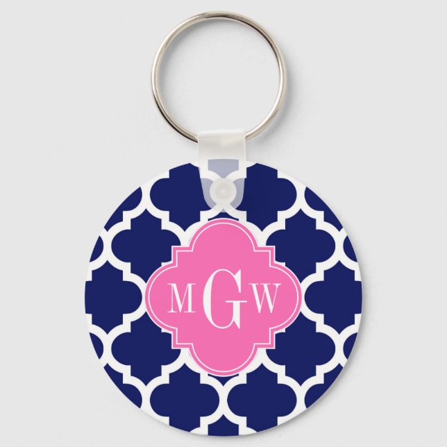 Vattnet Wht Moroccan #5 Shock rosa2 3 Initial Mono Nyckelring (Framsida)