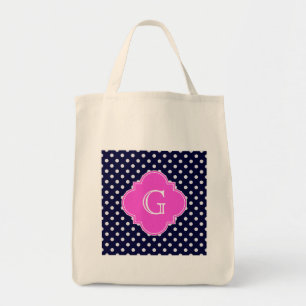 Vattnet Wht Polka dots Shock rosa Quatrefoil Monog Tygkasse
