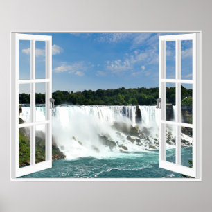Vattnets fall Trompe l'oeil Fake Window View Poster