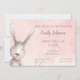 Vattnfärg Bunny Rabbit personlig babydusch Inbjudningar