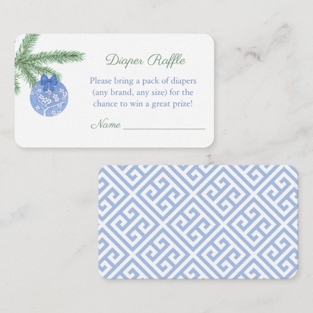 Vattnfärg - jul - babyskal Diaper Raffle Tilläggskort (Fram/baksida)