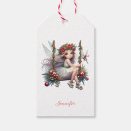 Vattnfärg Jul Fairy | Anpassningsbar Gift-Märkre Presentetikett