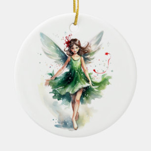 Vattnfärg Jul Fairy Julgransprydnad Keramik