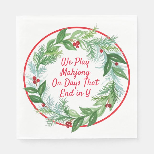 Vattnfärg jul Helgdag WAN MAHJONG Pappersservett (Framsidan)