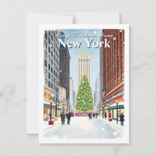 Vattnfärg New York City julresevykort Vykort