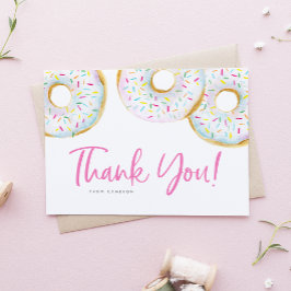 Vattnfärg Vita Sprinkle Donuts Birthday Tack Kort