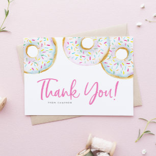 Vattnfärg Vita Sprinkle Donuts Birthday Tack Kort