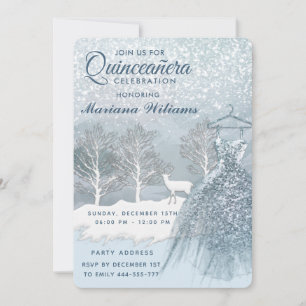 Vattnfärgsblåklänning Quinceañera Inv. Inbjudningar