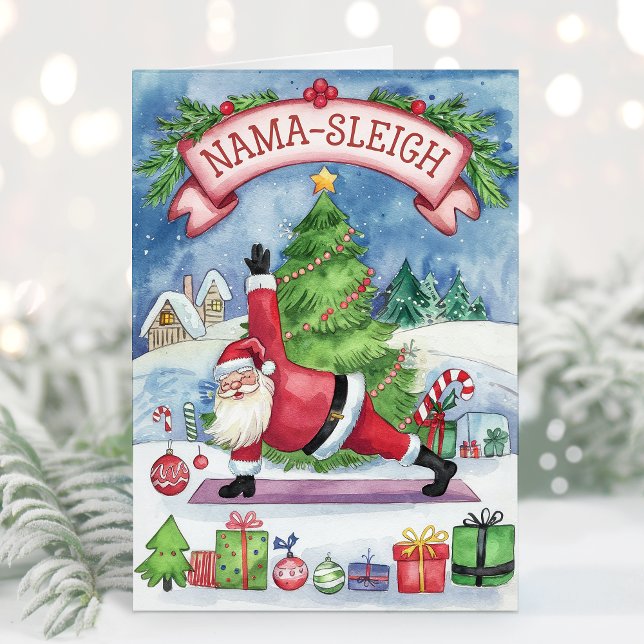 Vattnfärgsglatt Yoga-julkort Helgkort (Skapare uppladdad)