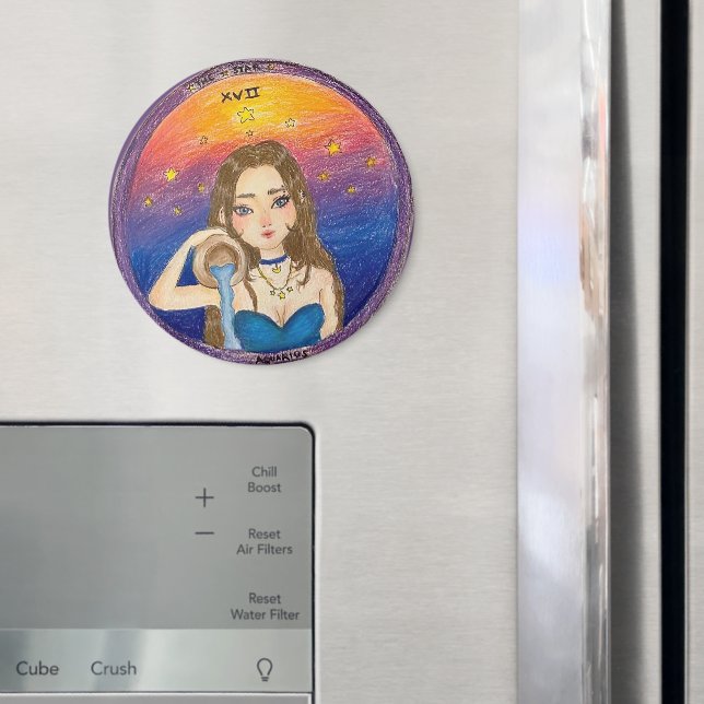 Vattumannen Astrologi Flicka i Blå Stjärnhimmel Magnet (In Situ (Fridge))