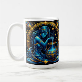 ♒ Vattumannen Kosmiskt Sken 🌌 Vacker Zodiak Kaffemugg