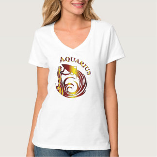 Vattumannen Kvinnor V-ringad T-shirt