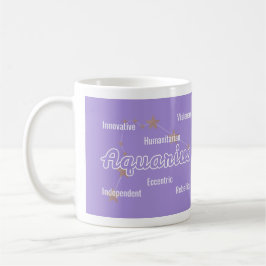 Vattumannen Lila Blå Akvarell Astrologi Zodiakus Kaffemugg