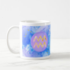 Vattumannen Lila Blå Akvarell Astrologi Zodiakus Kaffemugg