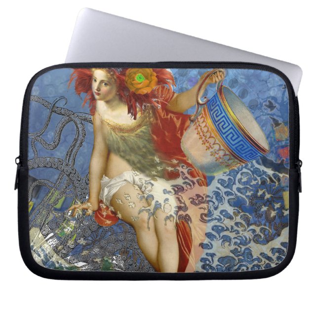 Vattumannen Siren Gotisk Blå Konst Laptop Sleeve (Framsidan)
