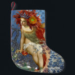 Vattumannen Siren Gotisk Blå Konst Liten Julstrumpa<br><div class="desc">En vacker kvinna som leker i havet - En rolig vintage havs sirenomjungfru är en konstcollage med antika bilder av en vacker kvinna,  en bläckfisk,  en tekopp och havet. Vattumannen är temat.</div>