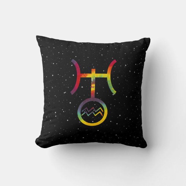 Vattumannen Uranus Planet Symbol Stjärntryckt Tie  Kudde (Framsida)