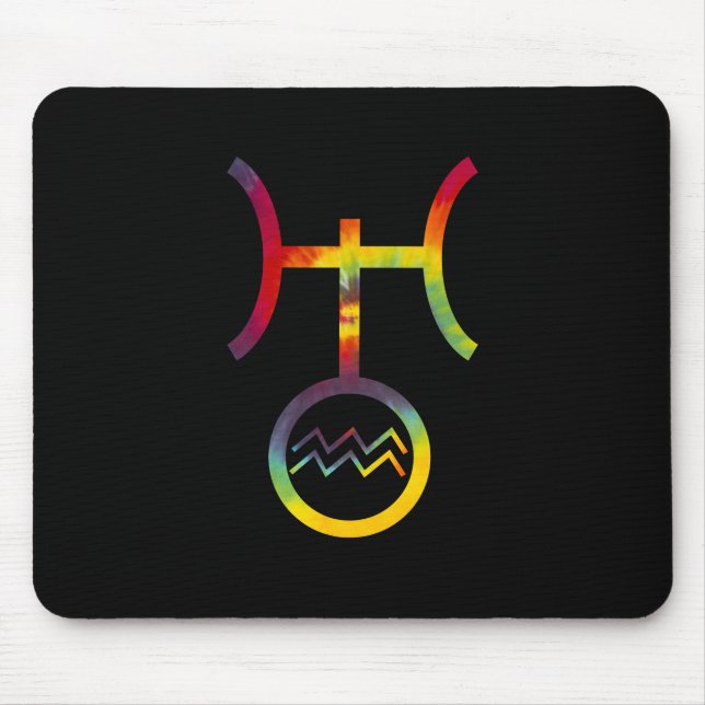 Vattumannen Uranus Planet Symbol Tie Dye Musmatta (Framsidan)