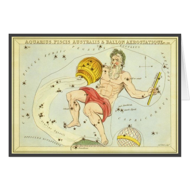 Vattumannen, Vintagskonstellation, Urania's Mirror Hälsningskort (Framsidan Horizontal)