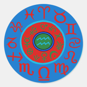 Vattumannens astrologi Zodiak Runt Klistermärke
