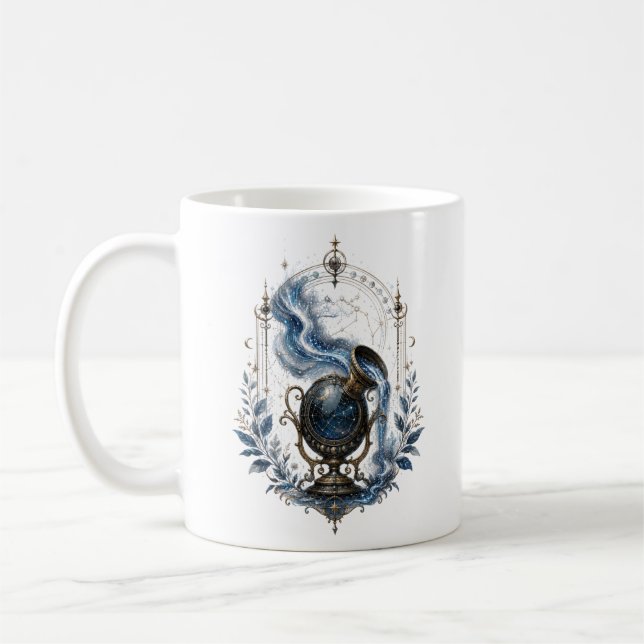 Vattumannens himmelska kärlets Zodiak-mugg Kaffemugg (Vänster)