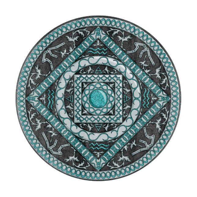 Vattumannens Mandala Skärbräda av Glas (Framsidan)