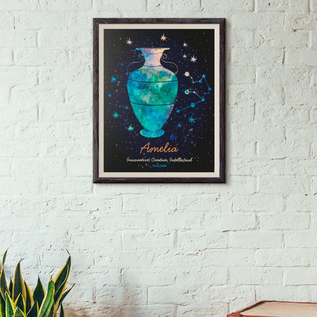 Vattumannens stjärnbild Zodiak Vattenfärg Galax Poster (Skapare uppladdad)