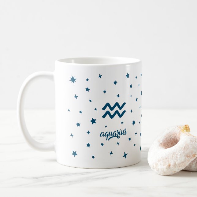 Vattumannens stjärntecken Astrologi Födelsedag Blå Kaffemugg (Med munk)