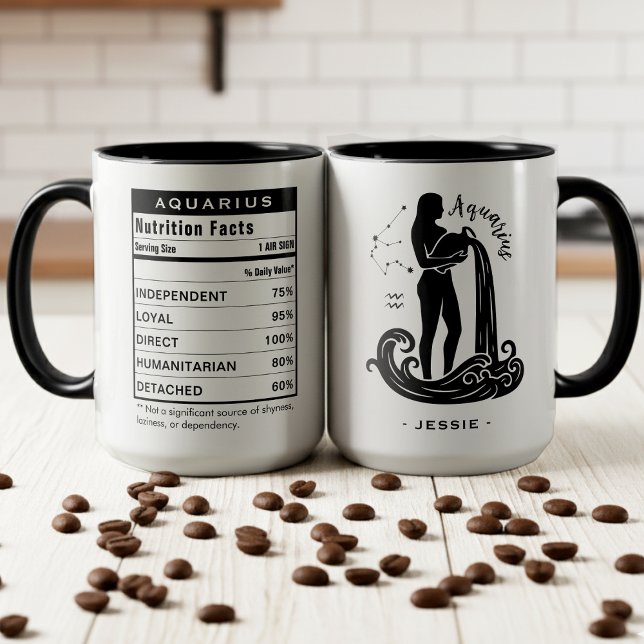 Vattumannens stjärntecken Astrologi Näringsfakta Mugg (Aquarius Zodiac Sign Astrology Nutrition Facts Mug
)