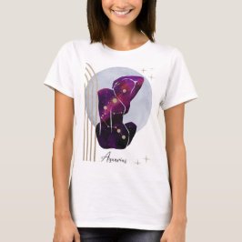 Vattumannens stjärntecken Blå lila design på dam- T Shirt