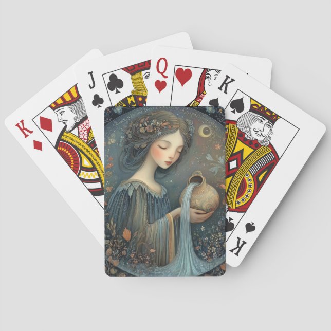 Vattumannens stjärntecken Celestial Födelsedag Casinokort (Baksidan)