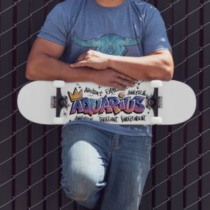 Vattumannens stjärntecken Graffiti  Mini Skateboard Bräda 18,5 Cm