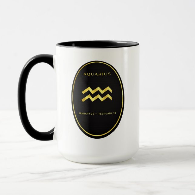 Vattumannens stjärntecken Guld oval emblem mugg |  (Vänster)
