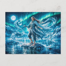 Vattumannens stjärntecken med månbelyst Vattenmagi Vykort