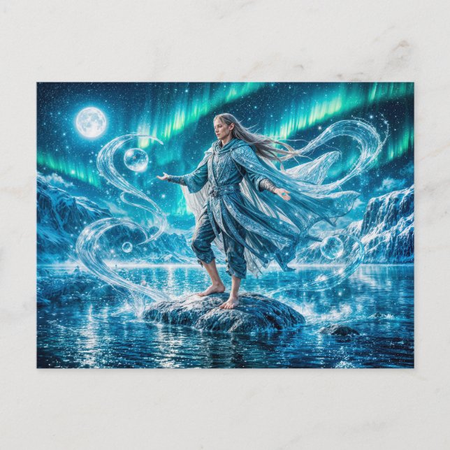 Vattumannens stjärntecken med månbelyst Vattenmagi Vykort (Framsida)