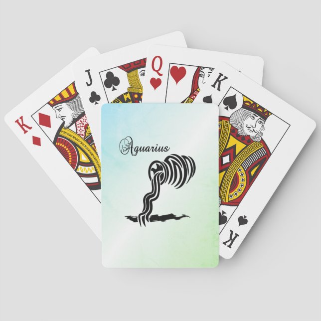 Vattumannens stjärntecken och symbol blågrön casinokort (Baksidan)
